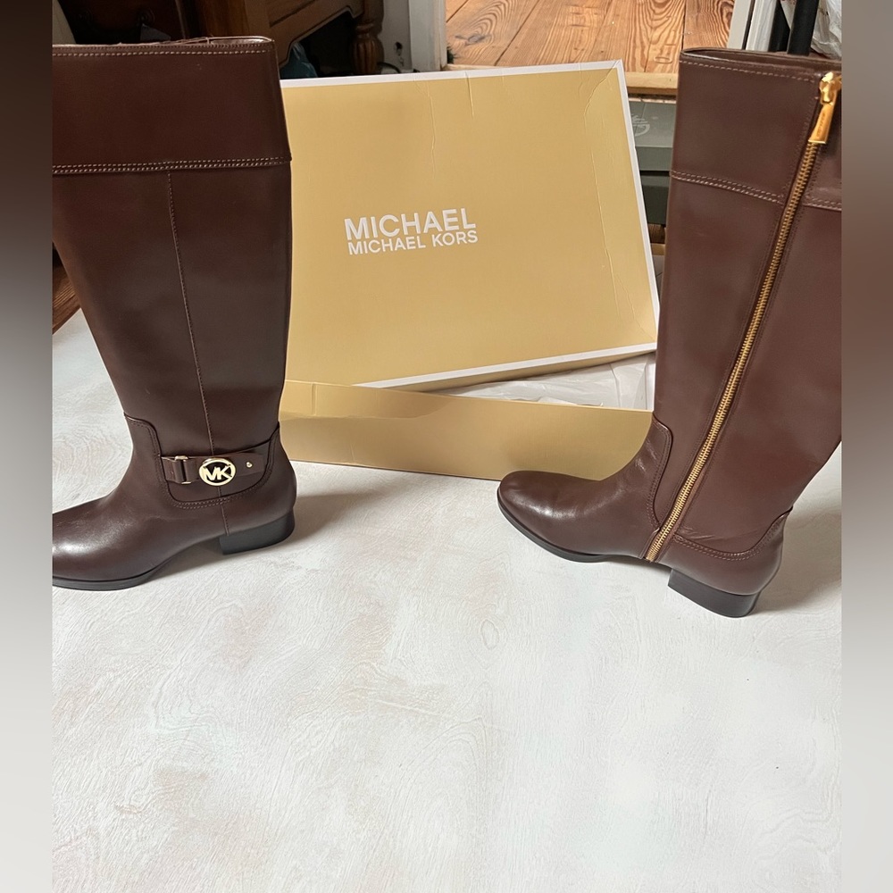 Michael Kors Leather Brown Riding Boots Size 7.5M
